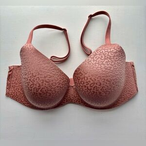 Victorias Secret 36D Peach Bra Body By Victoria Lined Demi Cheetah Print